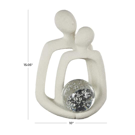 15" White & Clear Glass Bubble Abstract People Polystone Decorative Sculpture